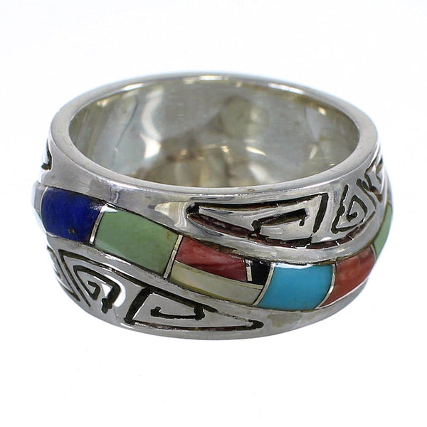 Sterling Silver And Multicolor Southwest Water Wave Ring Size 5-1/2 YX75492